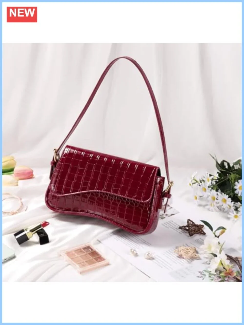PU Leather Hobo Shoulder Bag Crossbody Clutch Purse with Adjustable Strap